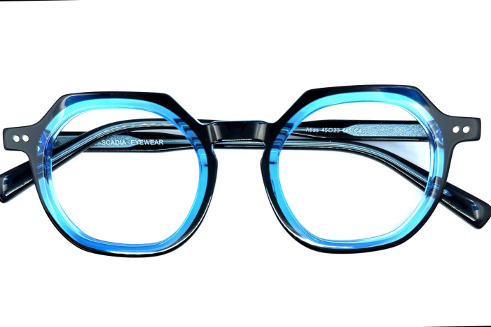 Atlas C4 Black Geo shape with Translucent blue acetate
